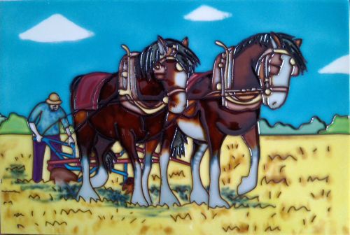 Bay Shires On Stubble 8x12