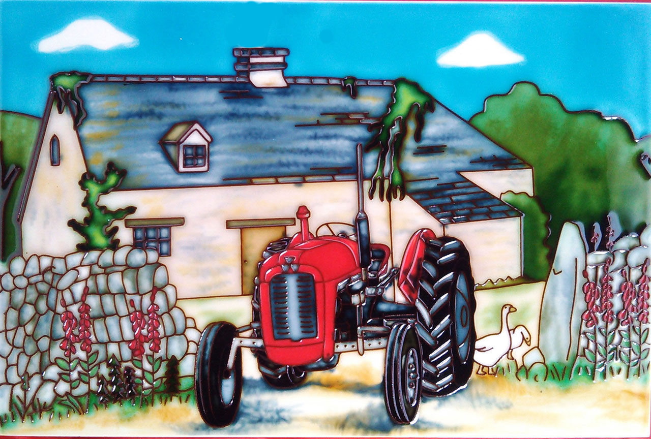 Farm Cottage art tile - Skye Tiles - Hand Painted Ceramic Picture Tiles